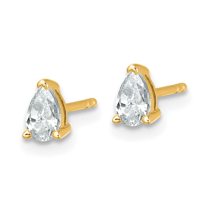 14ky 1/2 ctw Cert Lab Grown Dia VS+ F+ Pear 4 Prong Hvy Wt Earring-EM8797-050C-LD