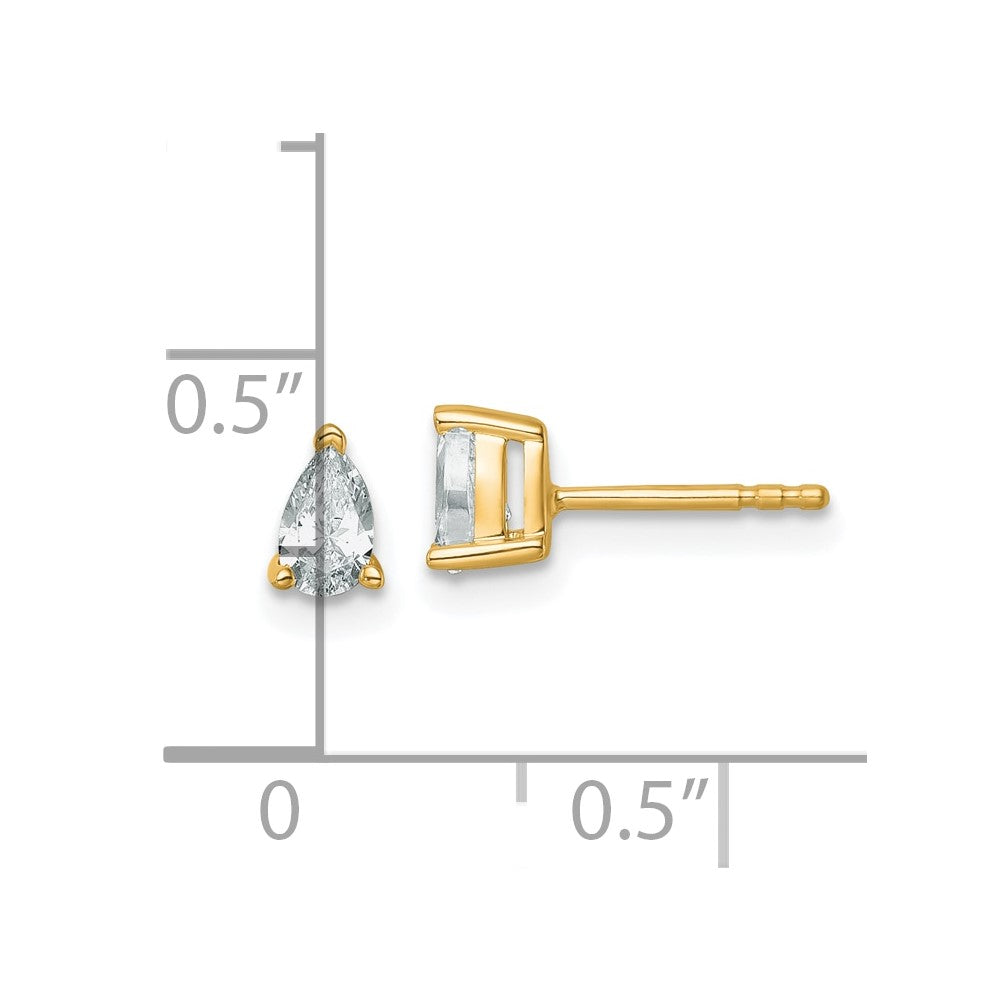 14ky 1/2 ctw Cert Lab Grown Dia VS/SI+ G+ Pear 4 Prong Hvy Wt Earring-EM8797-050C-LG