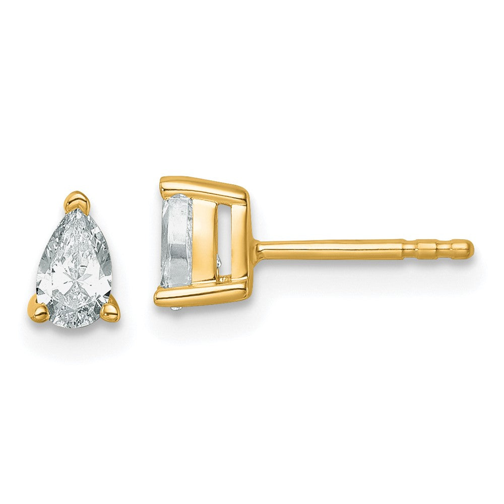 14ky 1/2 ctw Cert Lab Grown Dia VS/SI+ G+ Pear 4 Prong Hvy Wt Earring-EM8797-050C-LG