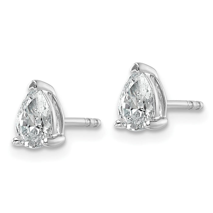 14kw 3/4 ctw Cert Lab Grown Dia VS/SI+ G+ Pear 4 Prong Hvy Wt Earring-EM8797-075C-WLG