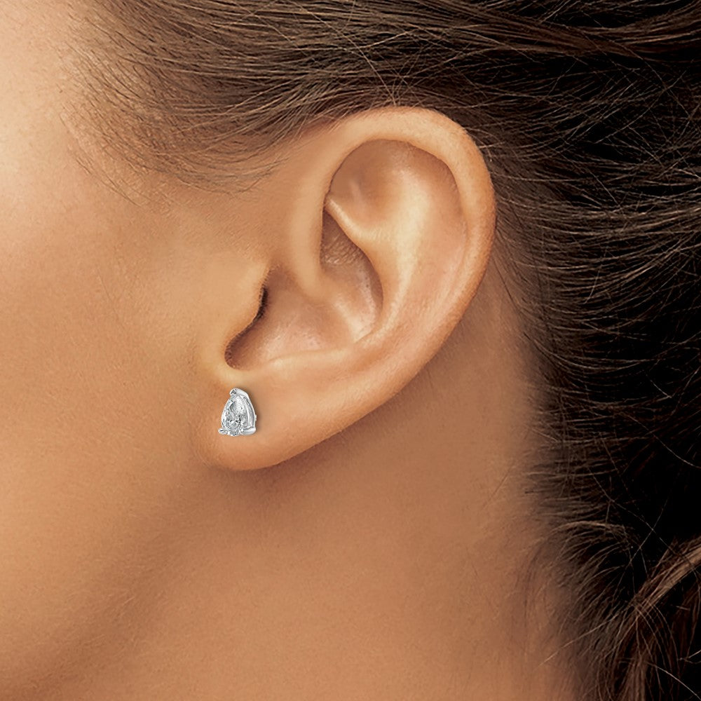14kw 3/4 ctw Cert Lab Grown Dia VS+ F+ Pear 4 Prong Hvy Wt Earring-EM8797-075C-WLD