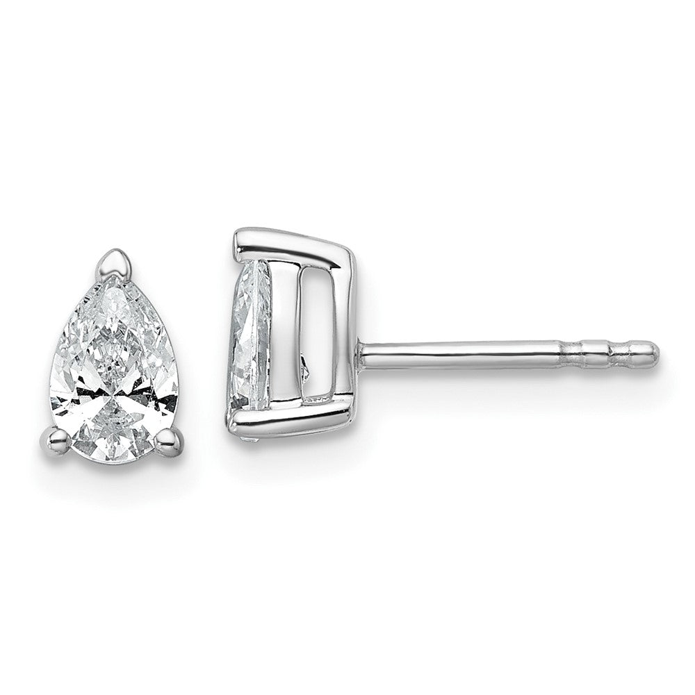 14kw 3/4 ctw Cert Lab Grown Dia VS/SI+ G+ Pear 4 Prong Hvy Wt Earring-EM8797-075C-WLG