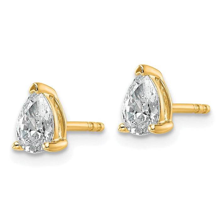 14ky 3/4 ctw Cert Lab Grown Dia VS/SI+ G+ Pear 4 Prong Hvy Wt Earring-EM8797-075C-LG