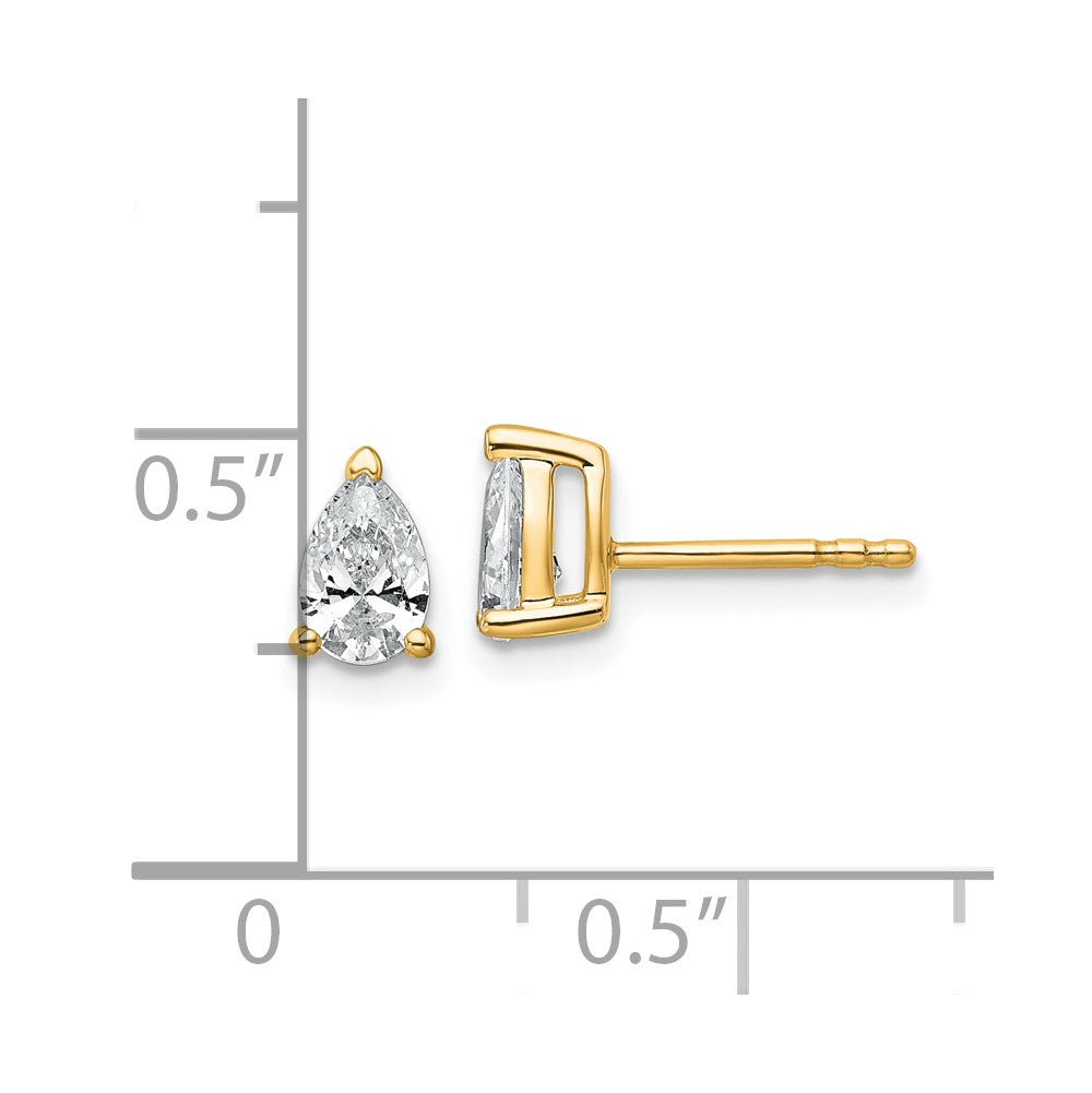 14ky 3/4 ctw Cert Lab Grown Dia VS/SI+ G+ Pear 4 Prong Hvy Wt Earring-EM8797-075C-LG