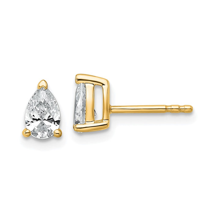 14ky 3/4 ctw Cert Lab Grown Dia VS+ F+ Pear 4 Prong Hvy Wt Earring-EM8797-075C-LD