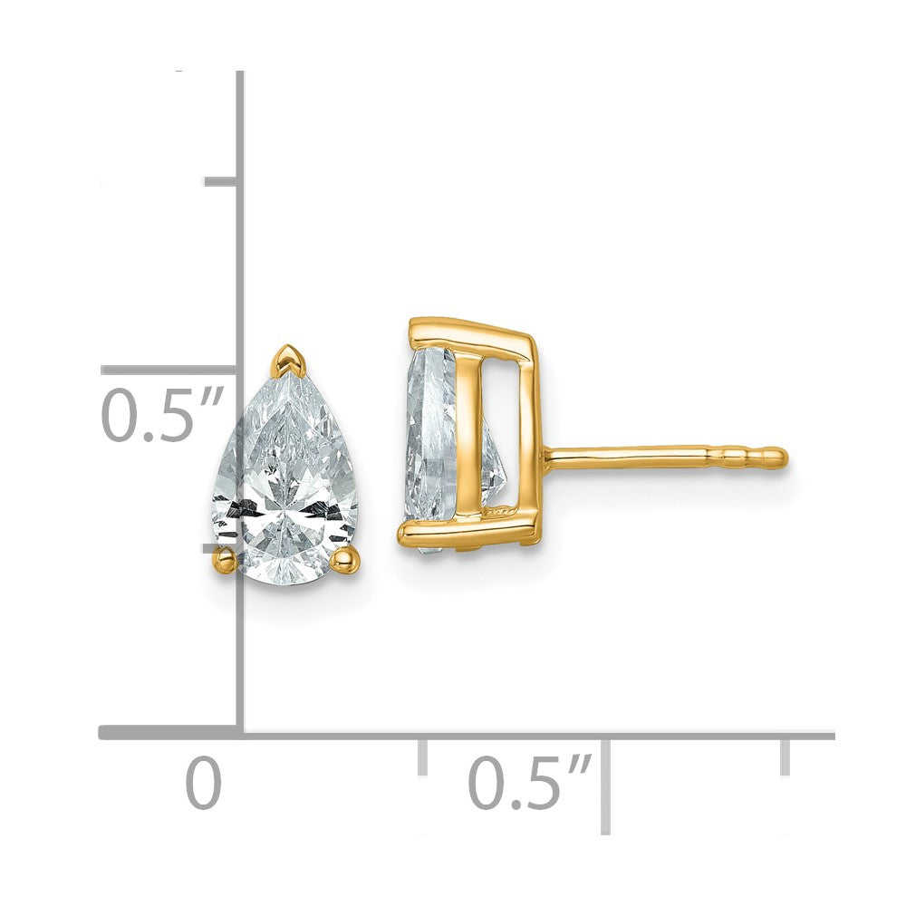 14ky 2 ctw Cert Lab Grown Dia VS+ F+ Pear 4 Prong Hvy Wt Earring-EM8797-200C-LD