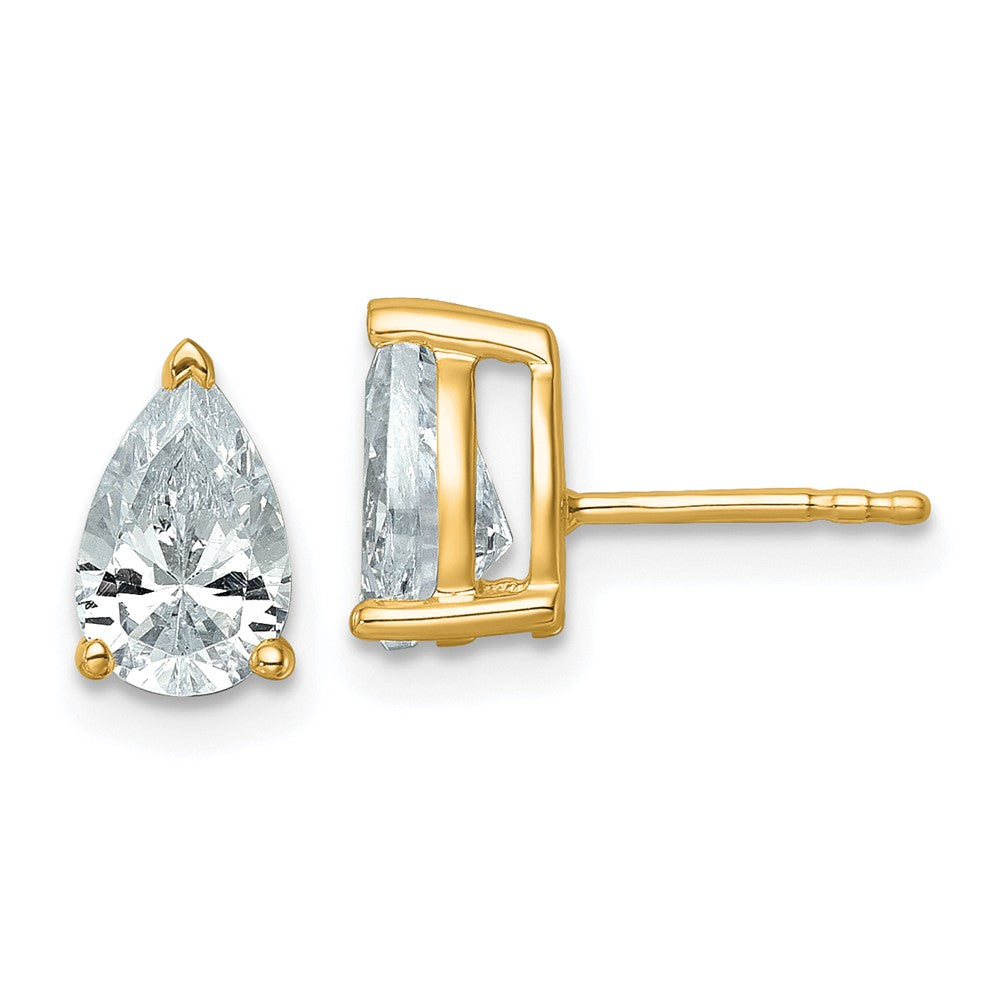 14ky 2 ctw Cert Lab Grown Dia VS/SI+ G+ Pear 4 Prong Hvy Wt Earring-EM8797-200C-LG