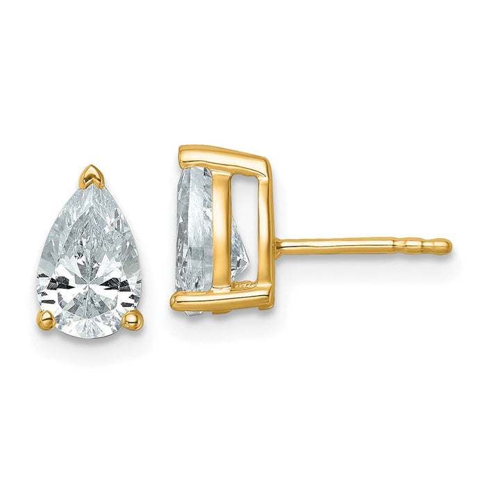 14ky 2 ctw Cert Lab Grown Dia VS/SI+ G+ Pear 4 Prong Hvy Wt Earring-EM8797-200C-LG