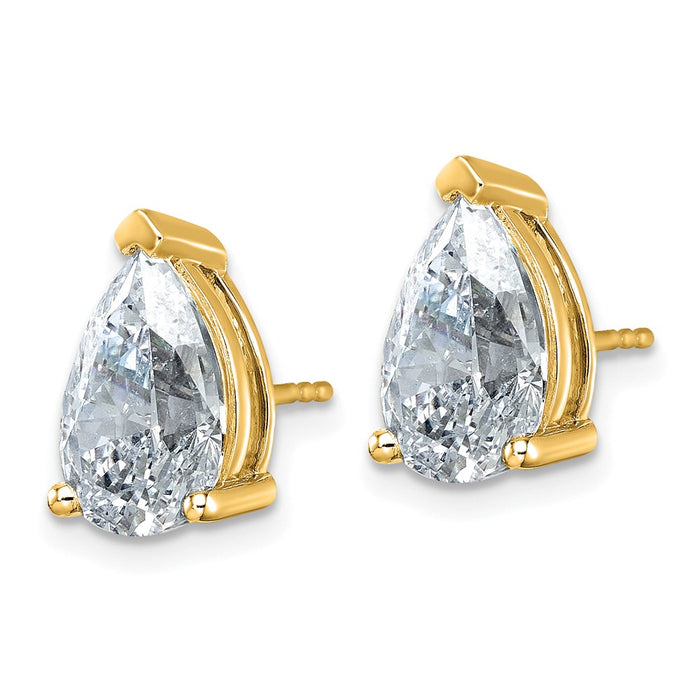 14ky 6 ctw Cert Lab Grown Dia VS+ F+ Pear 4 Prong Hvy Wt Earring-EM8797-600C-LD