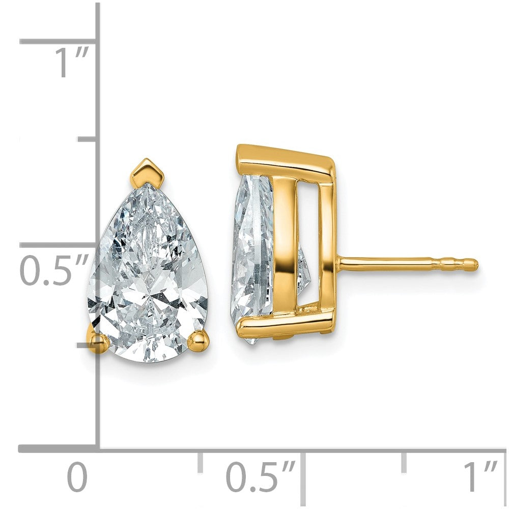 14ky 6 ctw Cert Lab Grown Dia VS+ F+ Pear 4 Prong Hvy Wt Earring-EM8797-600C-LD