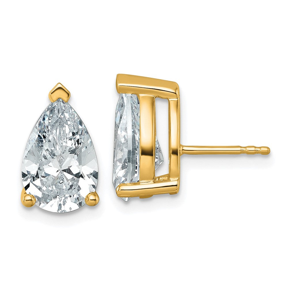 14ky 6 ctw Cert Lab Grown Dia VS+ F+ Pear 4 Prong Hvy Wt Earring-EM8797-600C-LD