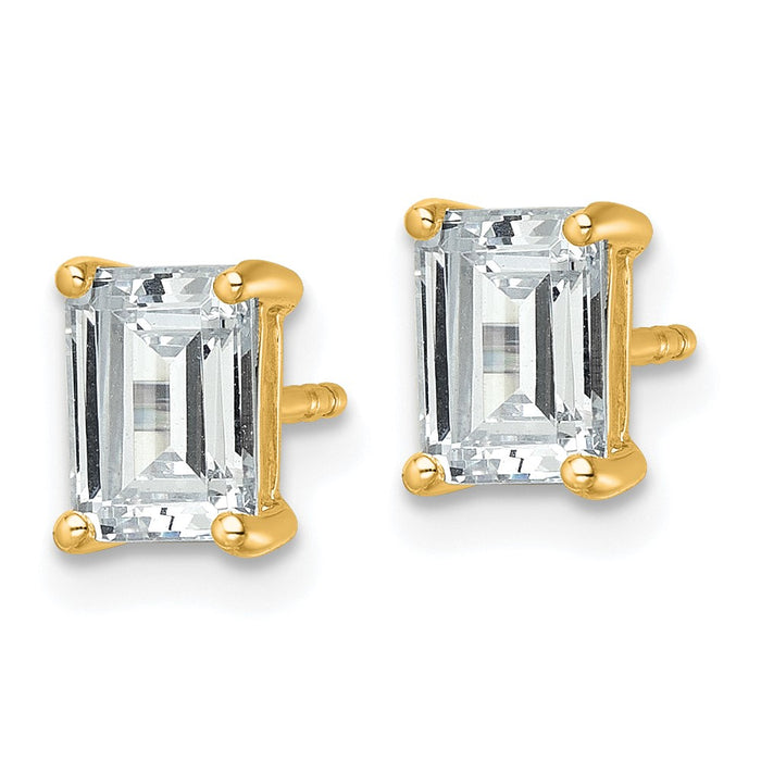 14ky 2 ctw Cert Lab Grown Dia VS+ F+ Emerald 4 Prong Hvy Wt Earring-EM8798-200C-LD