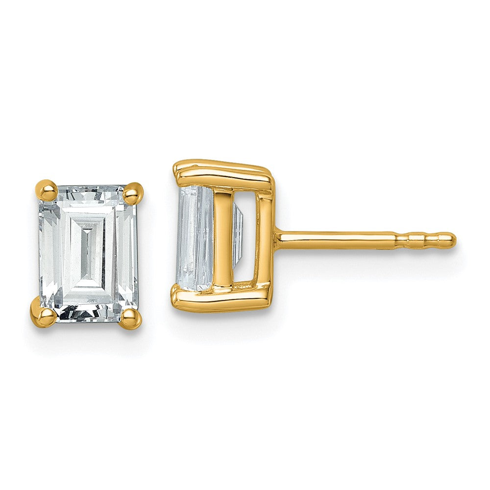 14ky 2 ctw Cert Lab Grown Dia VS+ F+ Emerald 4 Prong Hvy Wt Earring-EM8798-200C-LD