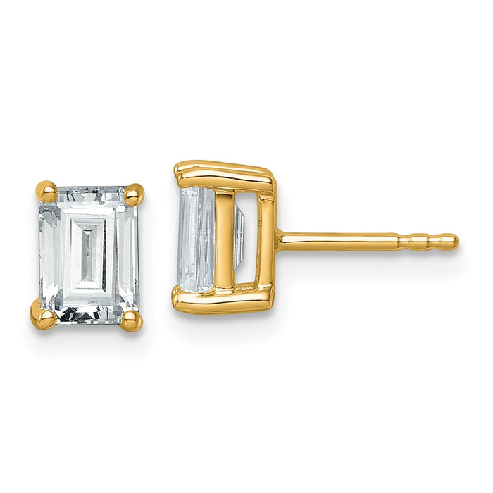 14ky 2 ctw Cert Lab Grown Dia VS+ F+ Emerald 4 Prong Hvy Wt Earring-EM8798-200C-LD
