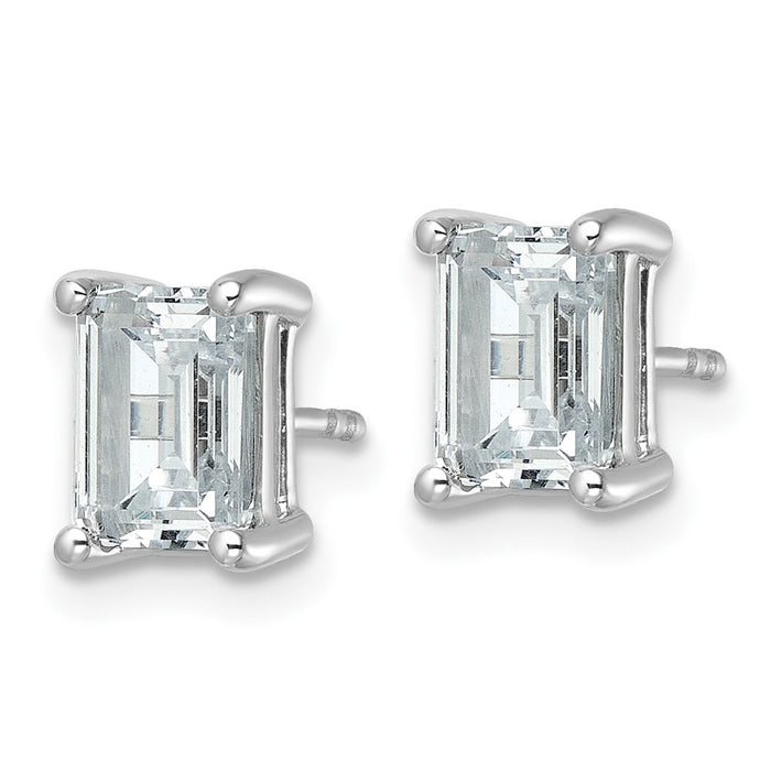 14kw 3 ctw Cert Lab Grown Dia VS+ F+ Emerald 4 Prong Hvy Wt Earring-EM8798-300C-WLD