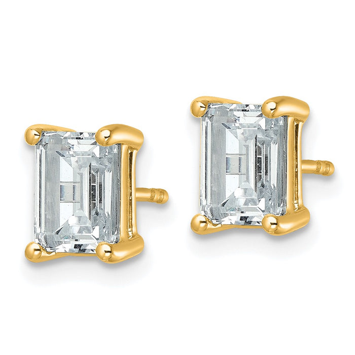 14ky 3 ctw Cert Lab Grown Dia VS+ F+ Emerald 4 Prong Hvy Wt Earring-EM8798-300C-LD