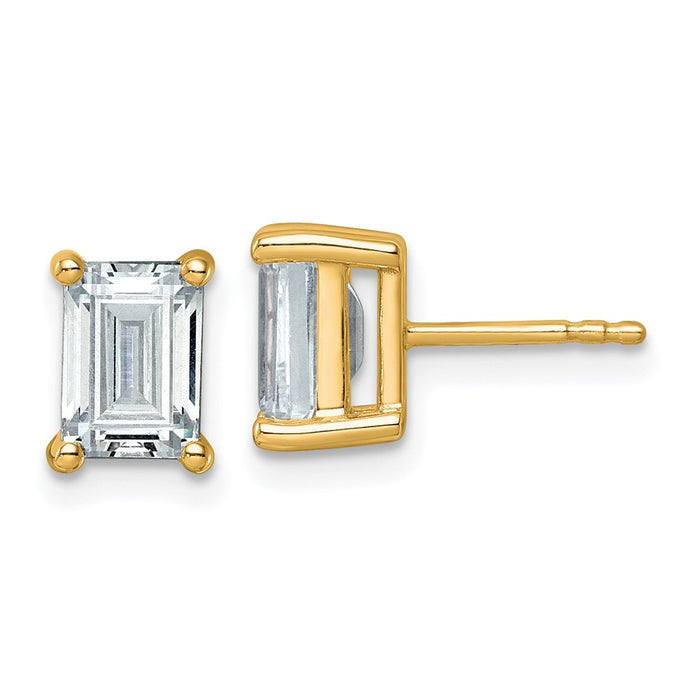 14ky 3 ctw Cert Lab Grown Dia VS+ F+ Emerald 4 Prong Hvy Wt Earring-EM8798-300C-LD