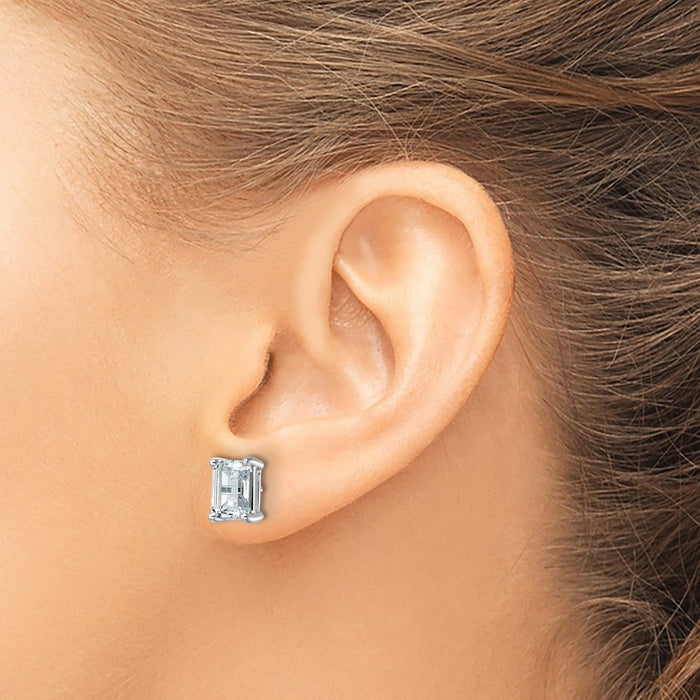 14kw 5 ctw Cert Lab Grown Dia VS+ F+ Emerald 4 Prong Hvy Wt Earring-EM8798-500C-WLD