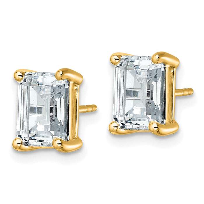 14ky 5 ctw Cert Lab Grown Dia VS+ F+ Emerald 4 Prong Hvy Wt Earring-EM8798-500C-LD