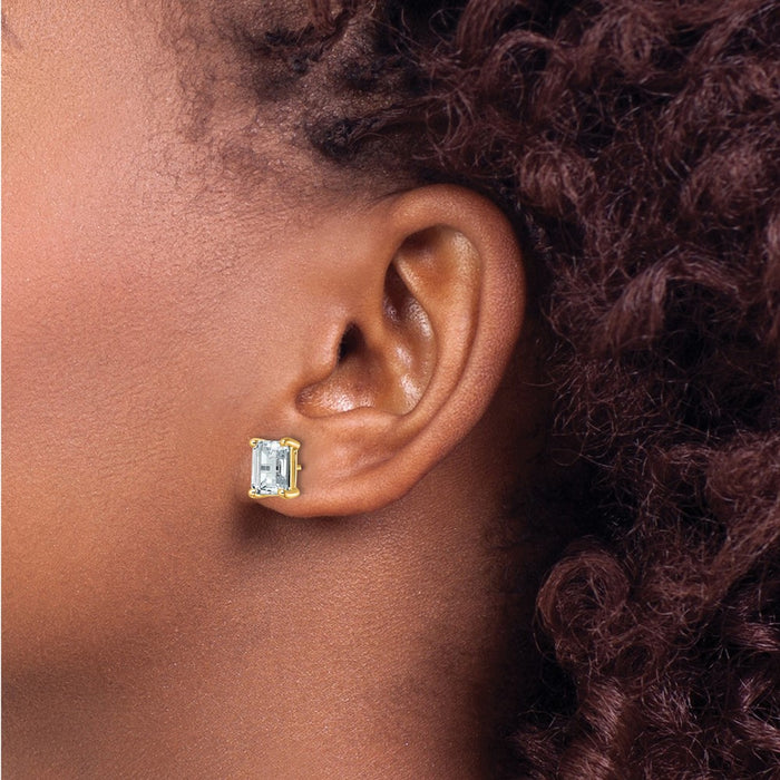 14ky 5 ctw Cert Lab Grown Dia VS+ F+ Emerald 4 Prong Hvy Wt Earring-EM8798-500C-LD
