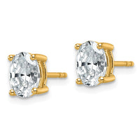 14ky 1 1/2 ctw Cert Lab Grown Dia VS+ F+ Oval 4 Prong Hvy Wt Earring-EM8799-150C-LD