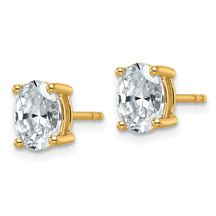 14ky 1 1/2 ctw Cert Lab Grown Dia VS+ F+ Oval 4 Prong Hvy Wt Earring-EM8799-150C-LD