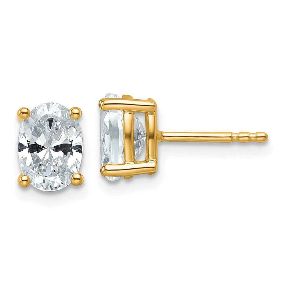 14ky 1 1/2 ctw Cert Lab Grown Dia VS+ F+ Oval 4 Prong Hvy Wt Earring-EM8799-150C-LD