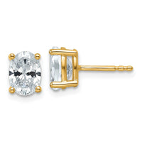 14ky 1 1/2 ctw Cert Lab Grown Dia VS+ F+ Oval 4 Prong Hvy Wt Earring-EM8799-150C-LD