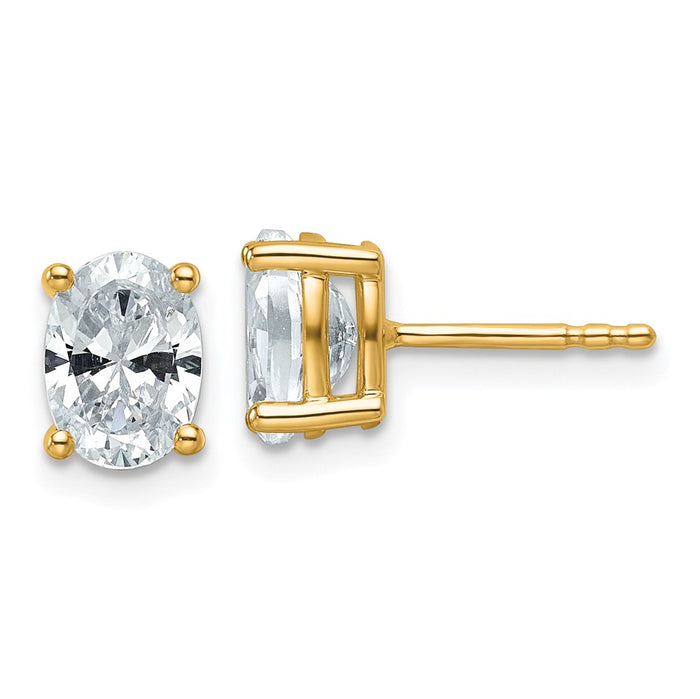 14ky 1 1/2 ctw Cert Lab Grown Dia VS+ F+ Oval 4 Prong Hvy Wt Earring-EM8799-150C-LD