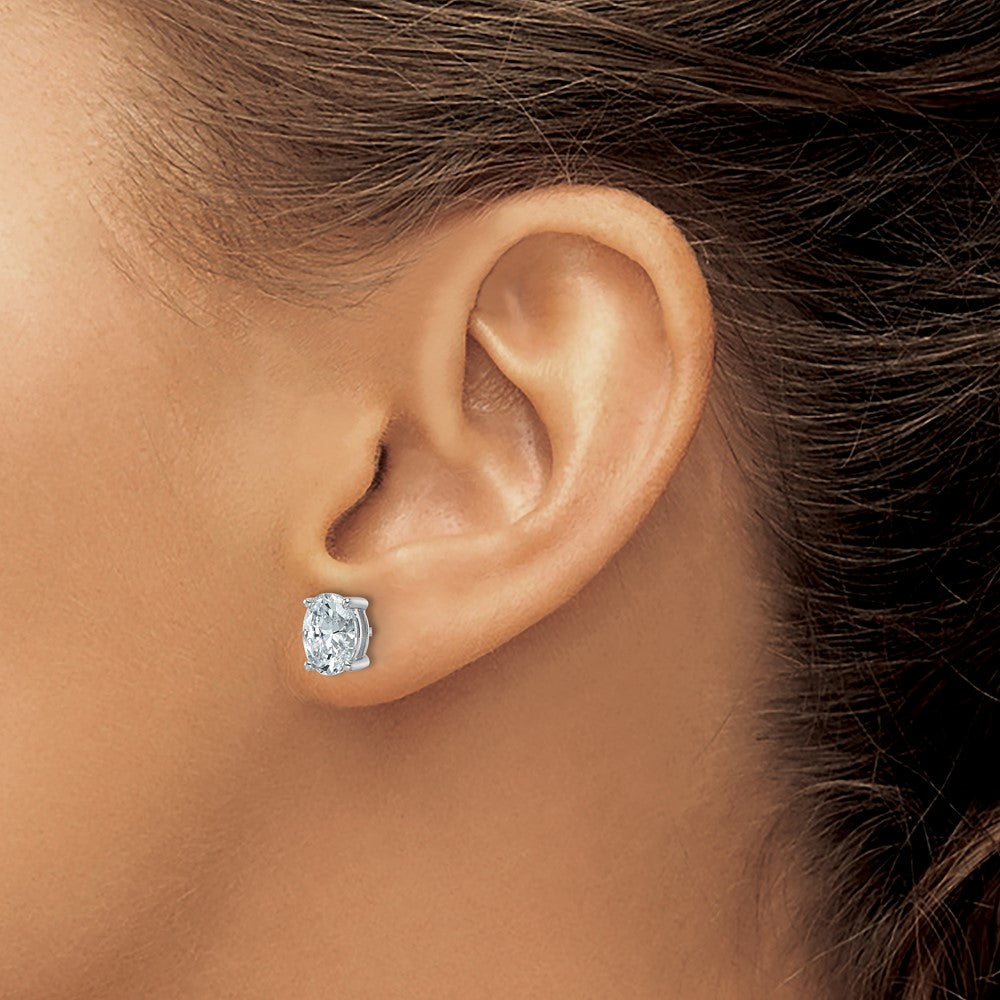 14kw 2 ctw Cert Lab Grown Dia VS+ F+ Oval 4 Prong Hvy Wt Earring-EM8799-200C-WLD