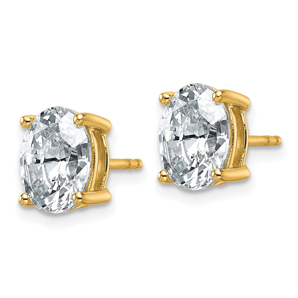 14ky 3 ctw Cert Lab Grown Dia VS/SI+ G+ Oval 4 Prong Hvy Wt Earring-EM8799-300C-LG