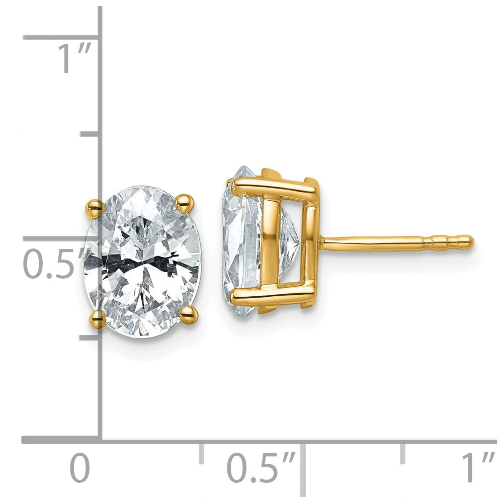 14ky 3 ctw Cert Lab Grown Dia VS+ F+ Oval 4 Prong Hvy Wt Earring-EM8799-300C-LD