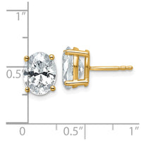 14ky 3 ctw Cert Lab Grown Dia VS+ F+ Oval 4 Prong Hvy Wt Earring-EM8799-300C-LD