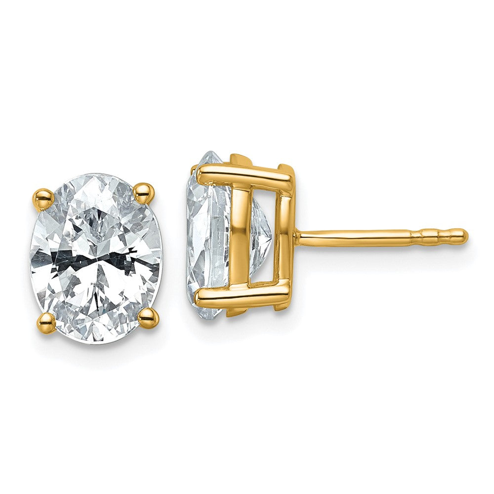 14ky 3 ctw Cert Lab Grown Dia VS+ F+ Oval 4 Prong Hvy Wt Earring-EM8799-300C-LD