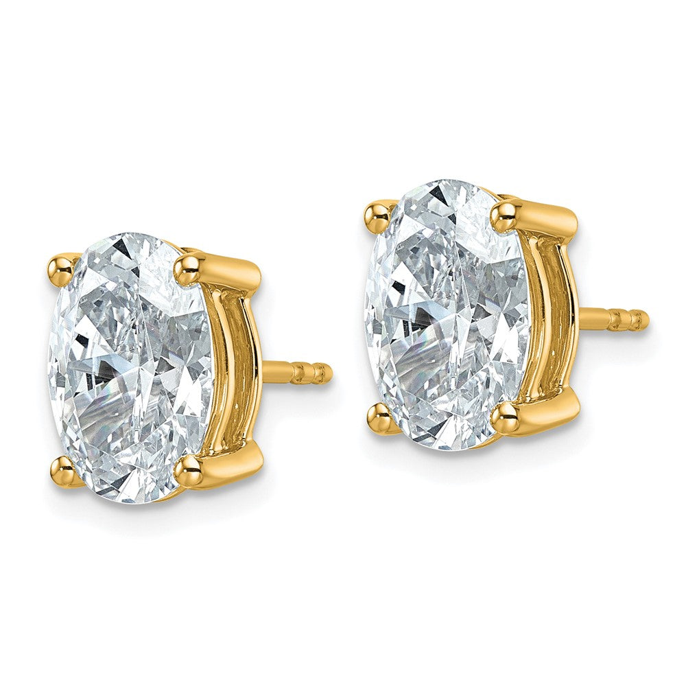 14ky 5 ctw Cert Lab Grown Dia VS/SI+ G+ Oval 4 Prong Hvy Wt Earring-EM8799-500C-LG