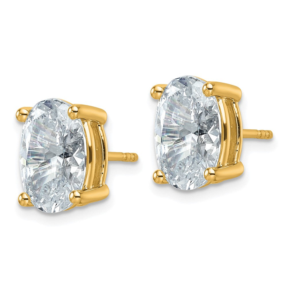 14ky 6 ctw Cert Lab Grown Dia VS/SI+ G+ Oval 4 Prong Hvy Wt Earring-EM8799-600C-LG