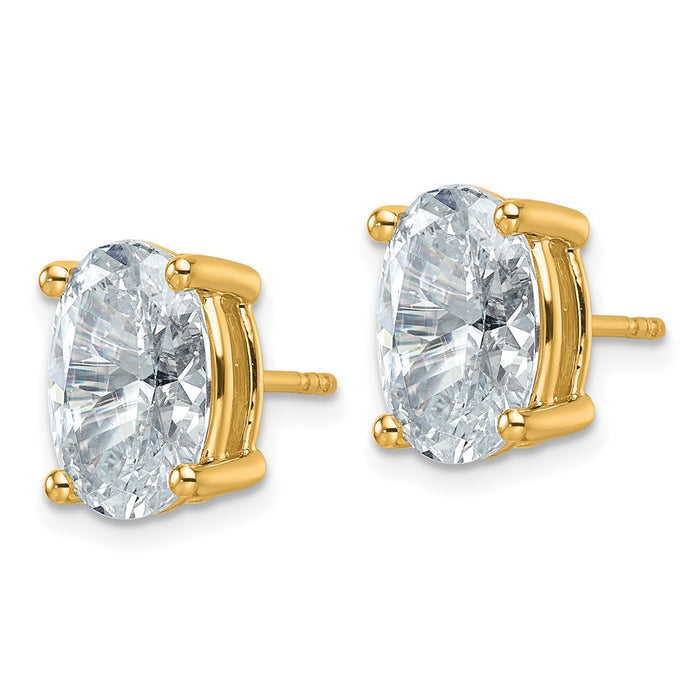 14ky 6 ctw Cert Lab Grown Dia VS+ F+ Oval 4 Prong Hvy Wt Earring-EM8799-600C-LD