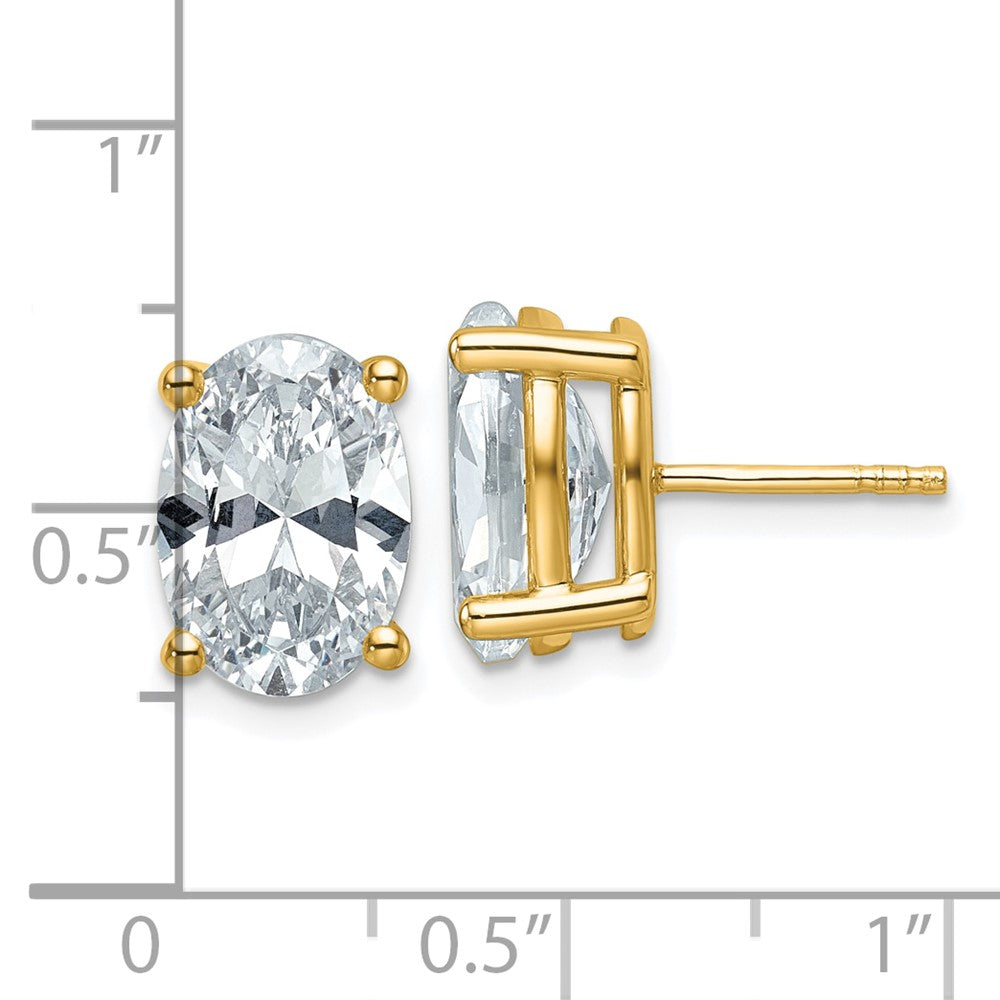 14ky 6 ctw Cert Lab Grown Dia VS/SI+ G+ Oval 4 Prong Hvy Wt Earring-EM8799-600C-LG