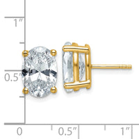 14ky 6 ctw Cert Lab Grown Dia VS/SI+ G+ Oval 4 Prong Hvy Wt Earring-EM8799-600C-LG