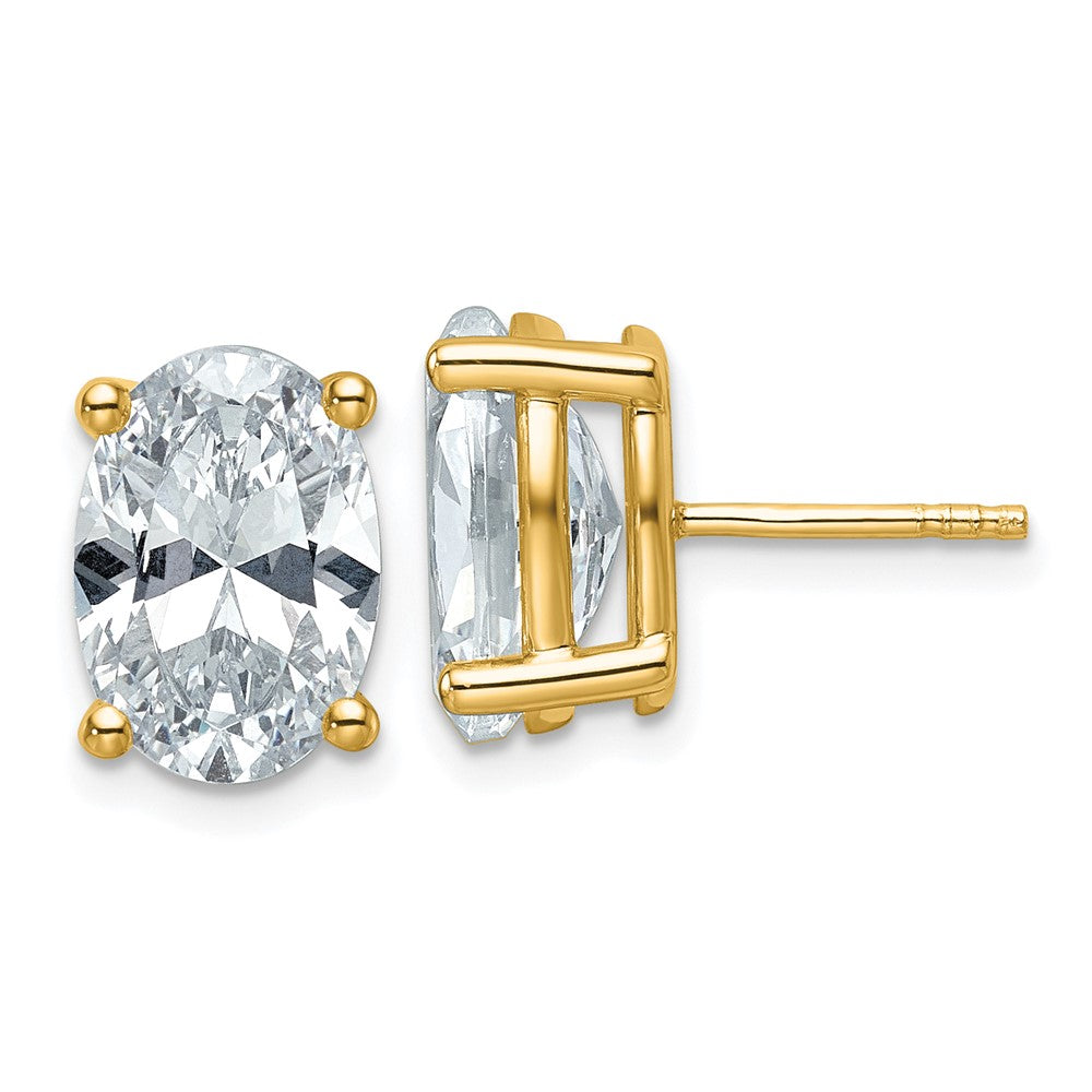 14ky 6 ctw Cert Lab Grown Dia VS+ F+ Oval 4 Prong Hvy Wt Earring-EM8799-600C-LD
