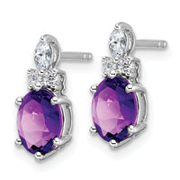 14K White Gold Diamond and Amethyst Post Earrings-EM9791-AM-017-WAA