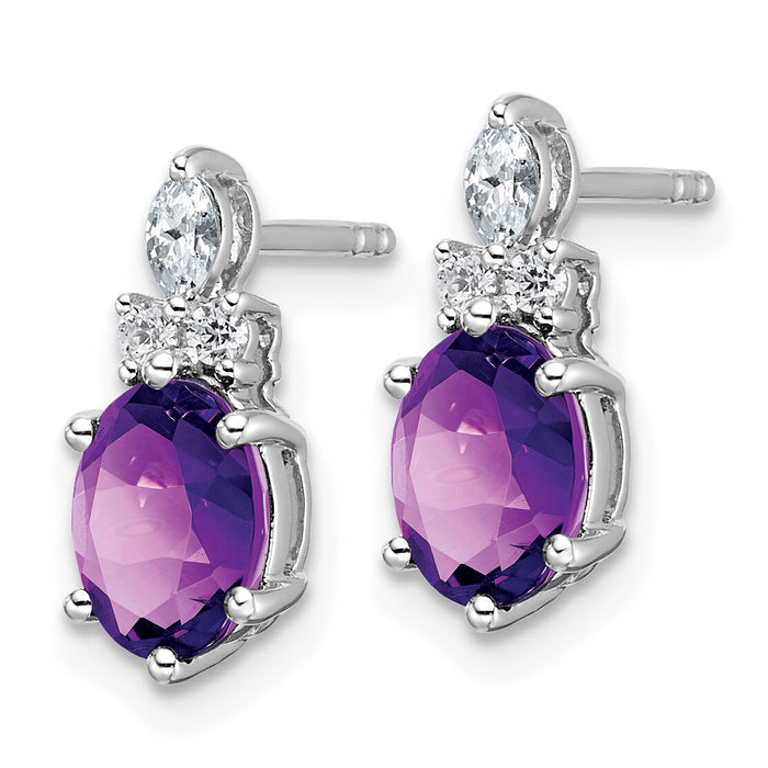 14K White Gold Diamond and Amethyst Post Earrings-EM9791-AM-017-WAA