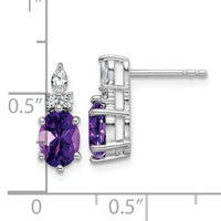 14K White Gold Diamond and Amethyst Post Earrings-EM9791-AM-017-WAA
