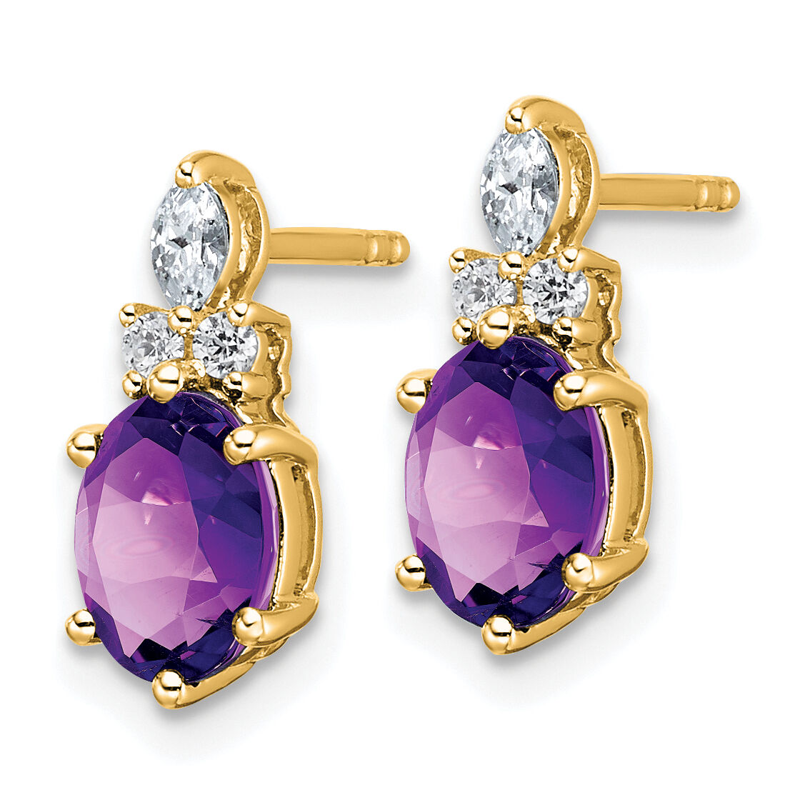 14K Diamond and Amethyst Post Earrings-EM9791-AM-017-YAA