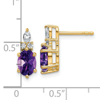 14K Diamond and Amethyst Post Earrings-EM9791-AM-017-YAA