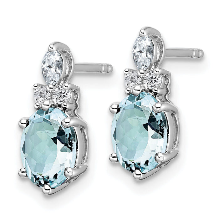14K White Gold Diamond and Aquamarine Post Earrings-EM9791-AQ-017-WAA