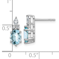 14K White Gold Diamond and Aquamarine Post Earrings-EM9791-AQ-017-WAA