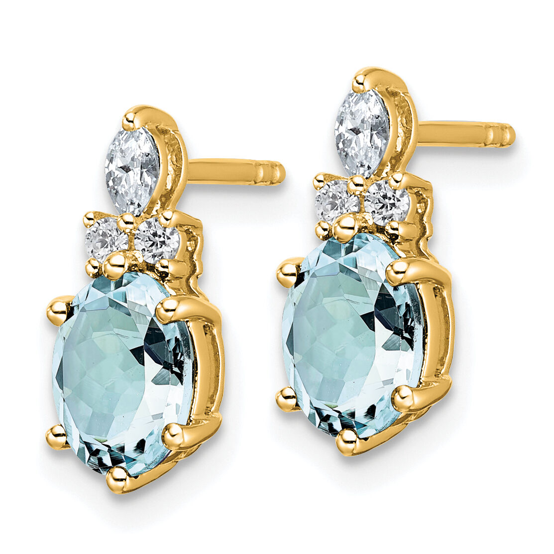 14K Diamond and Aquamarine Post Earrings-EM9791-AQ-017-YAA