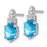 14K White Gold Diamond and Blue Topaz Post Earrings-EM9791-BT-017-WAA