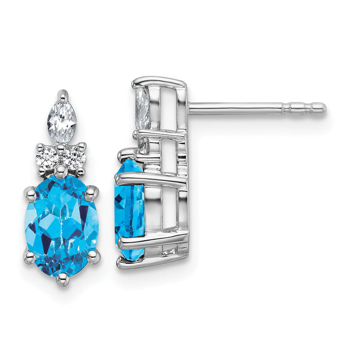 14K White Gold Diamond and Blue Topaz Post Earrings-EM9791-BT-017-WAA